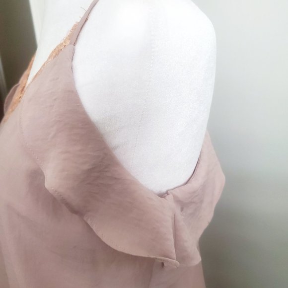 Strappy Lace Trim Blush Camisole Dress Racer Back Light Fairy Feminine SMALL - Picture 6 of 9